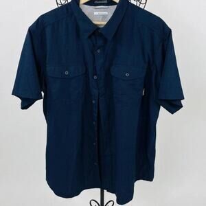 Columbia Navy Blue Omni-Wick Utility Short Sleeve Button Up Shirt Men's Large